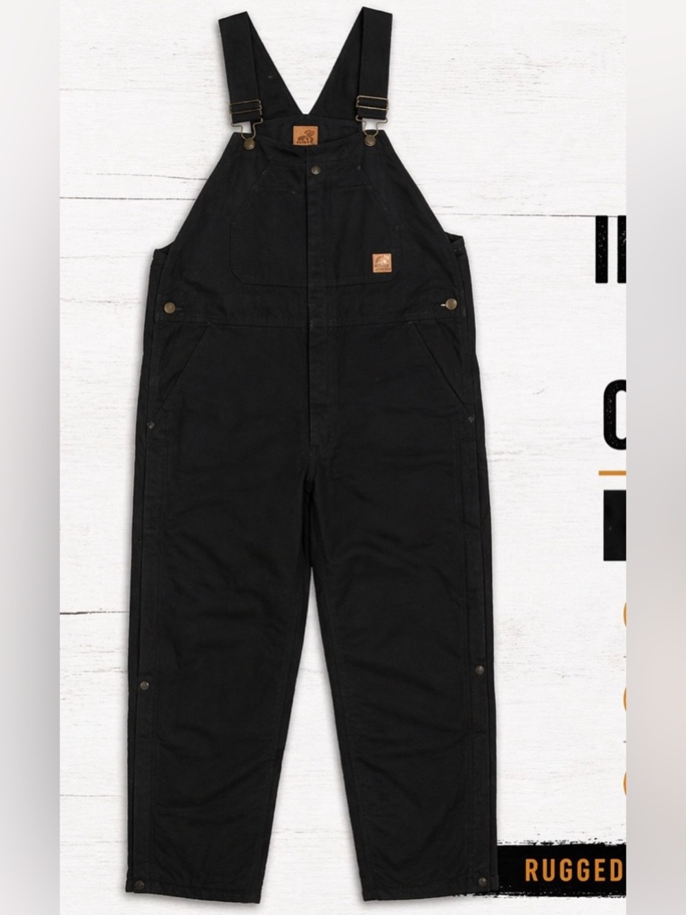 Berne Insulated Bib Overalls Large Black Duck Canvas Workwear Winter Heavy Duty